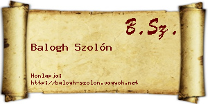 Balogh Szolón névjegykártya
